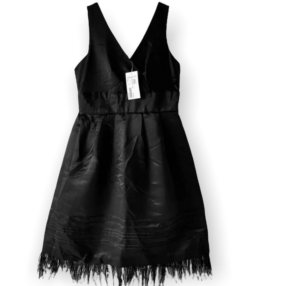 NWT Max and Cleo Womens Black Feather Trim Maralin Slvlss Cocktail Party Dress 4